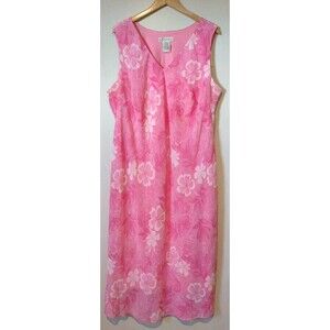Dressbarn Dress 24W Pink Summer Floral Barbie Sleeveless